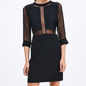 IRO Tina Sheer Panel Shift Dress in Black